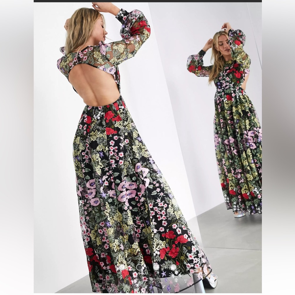 ASOS Embroidered Floral Maxi with Open Back